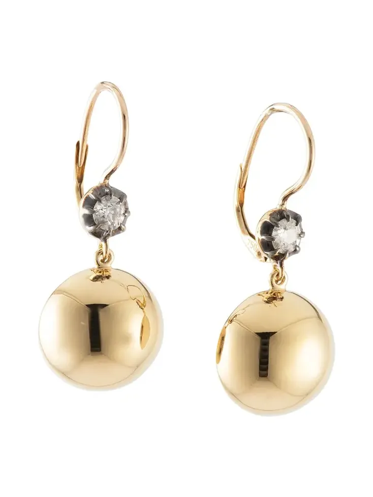 Diamond Old European Caviar Ball Earrings Diamond Old European Caviar Ball Earrings