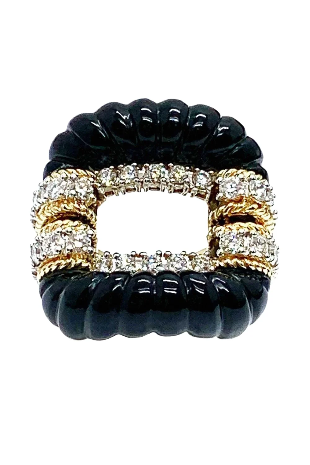 Diamond Onyx Two Tone Ring
