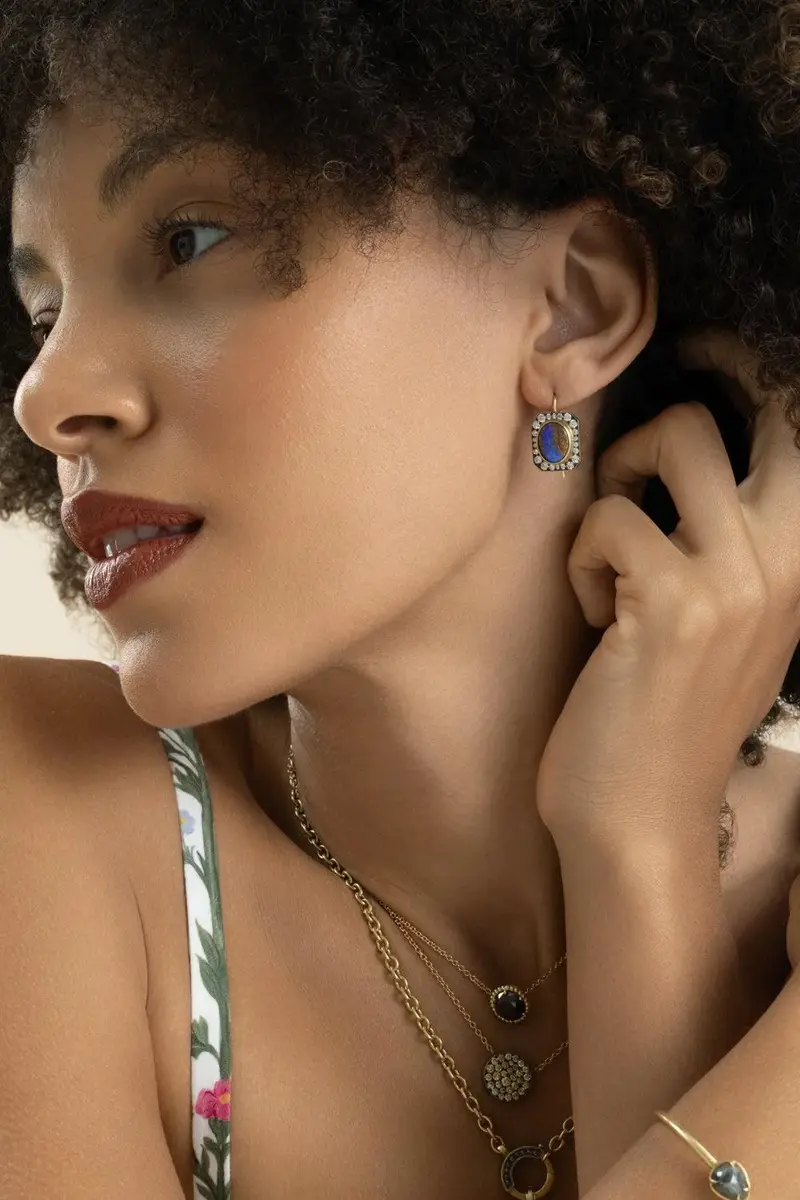 Sylva & Cie Diamond Opal Renee Earrings | Thumbnail 4