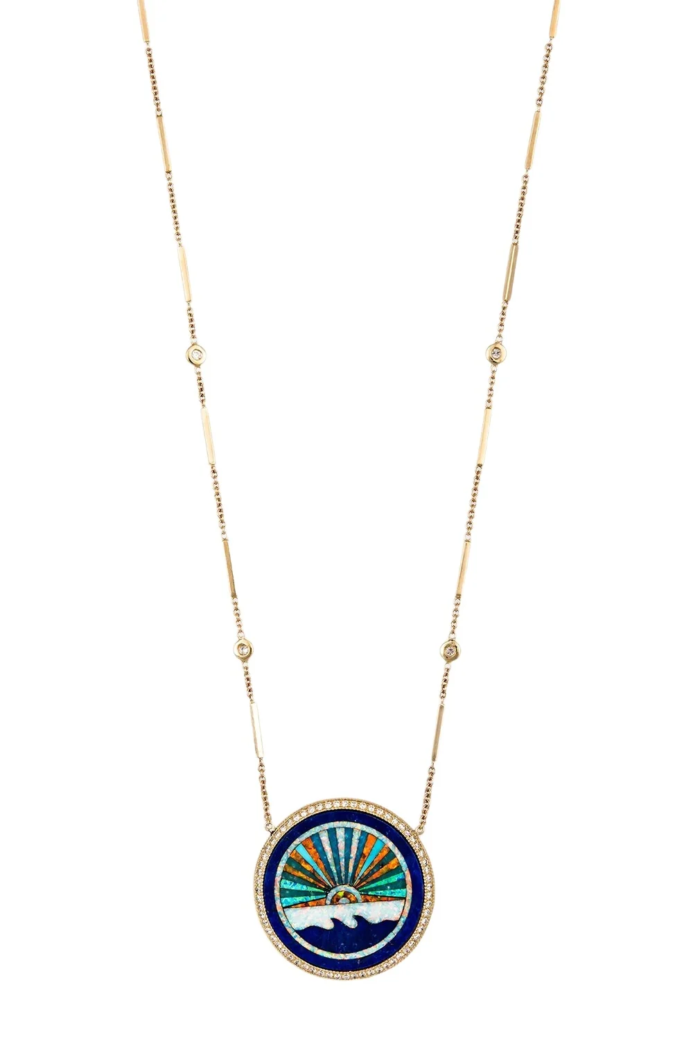 Diamond Opal Turquoise Sunshine Necklace