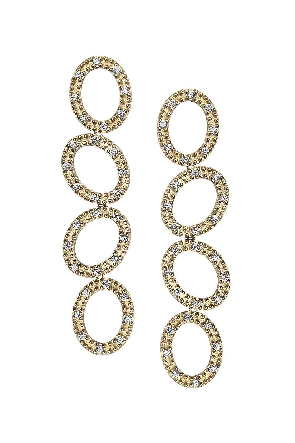 Diamond Paisley Engraved Four Link Earrings Diamond Paisley Engraved Four Link Earrings