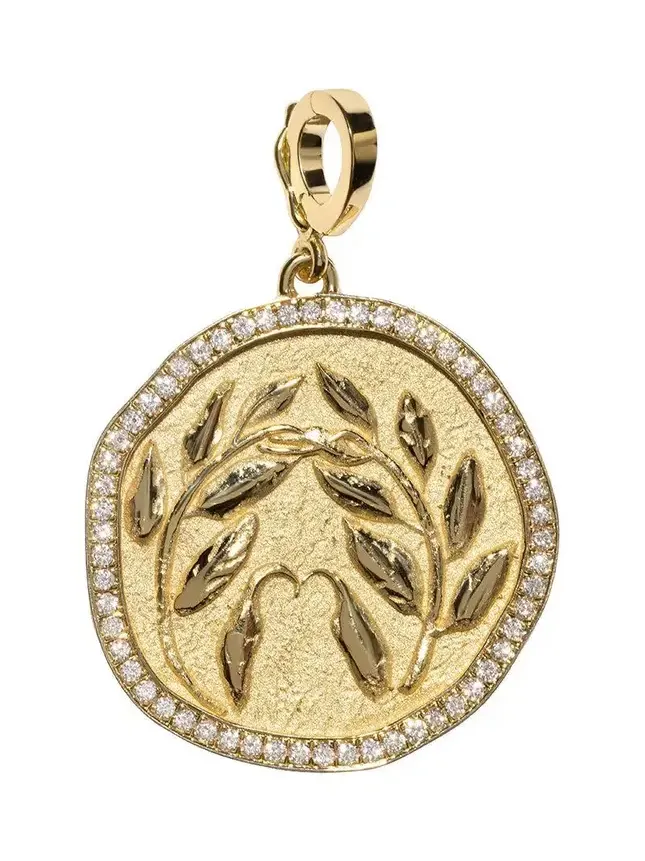 Diamond Pave Olive Branch Large Coin