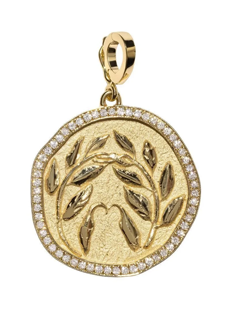 Diamond Pave Olive Branch Large Coin Diamond Pave Olive Branch Large Coin