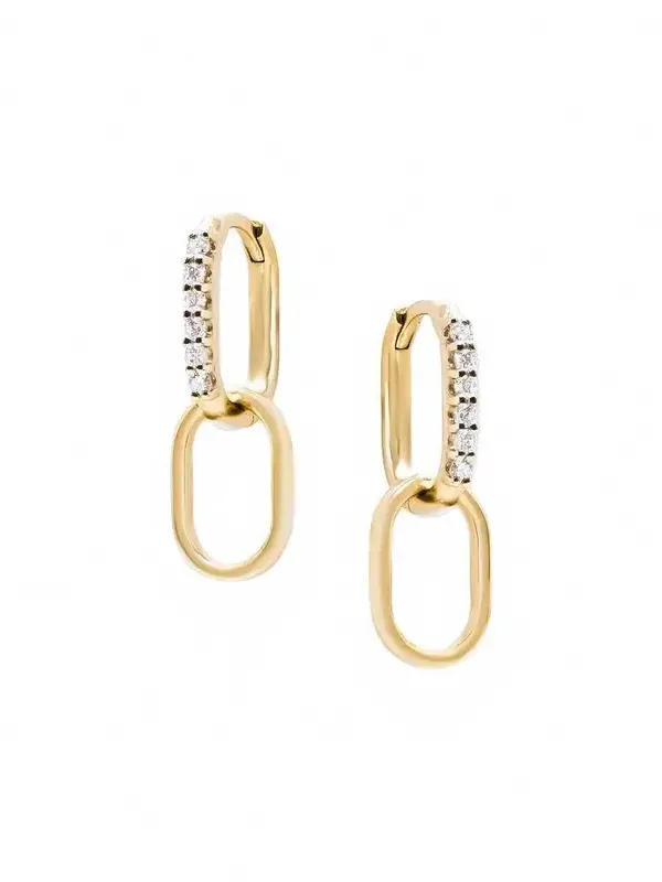 Anzie Diamond Pavé Paper Clip Classique Double Hoop Earrings