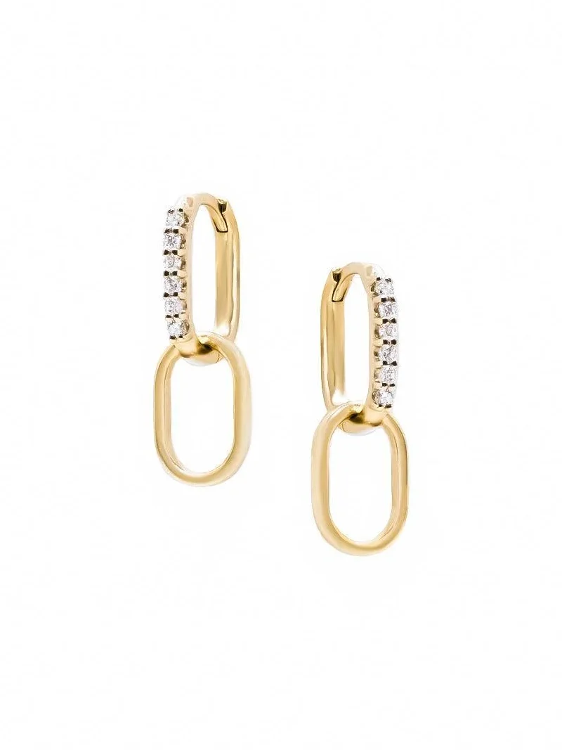 Anzie Diamond Pavé Paper Clip Classique Double Hoop Earrings