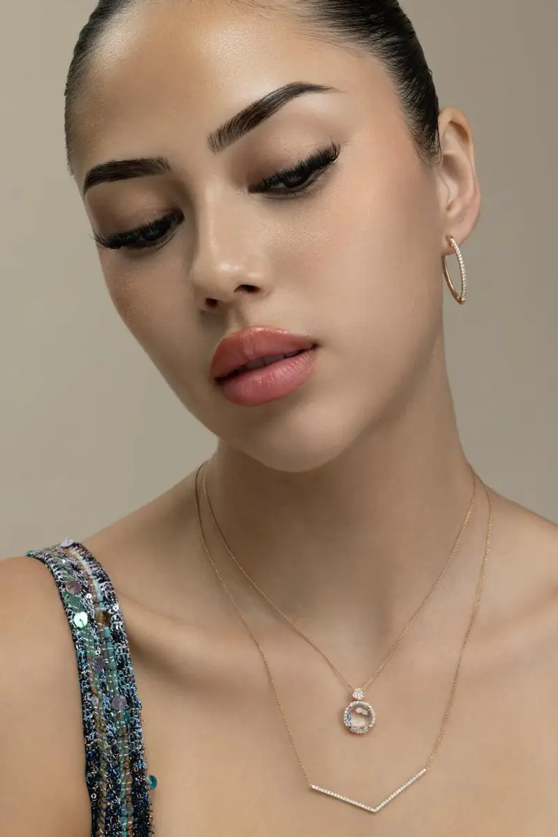 LISA NIK Diamond Pear Hoop Earrings | Thumbnail 4