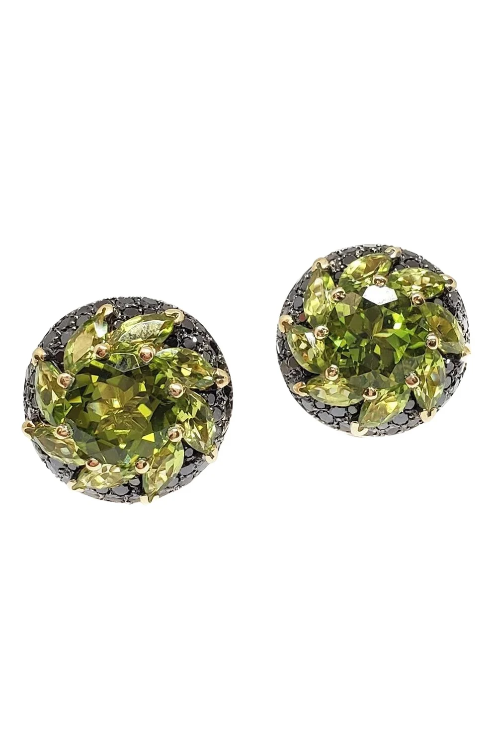 ANDREOLI Diamond Peridot Round Black Earrings