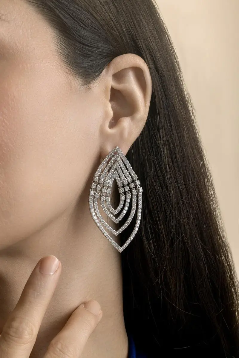STEFERE Diamond Ripple Effect Earrings | Thumbnail 4 STEFERE Diamond Ripple Effect Earrings | Thumbnail 4