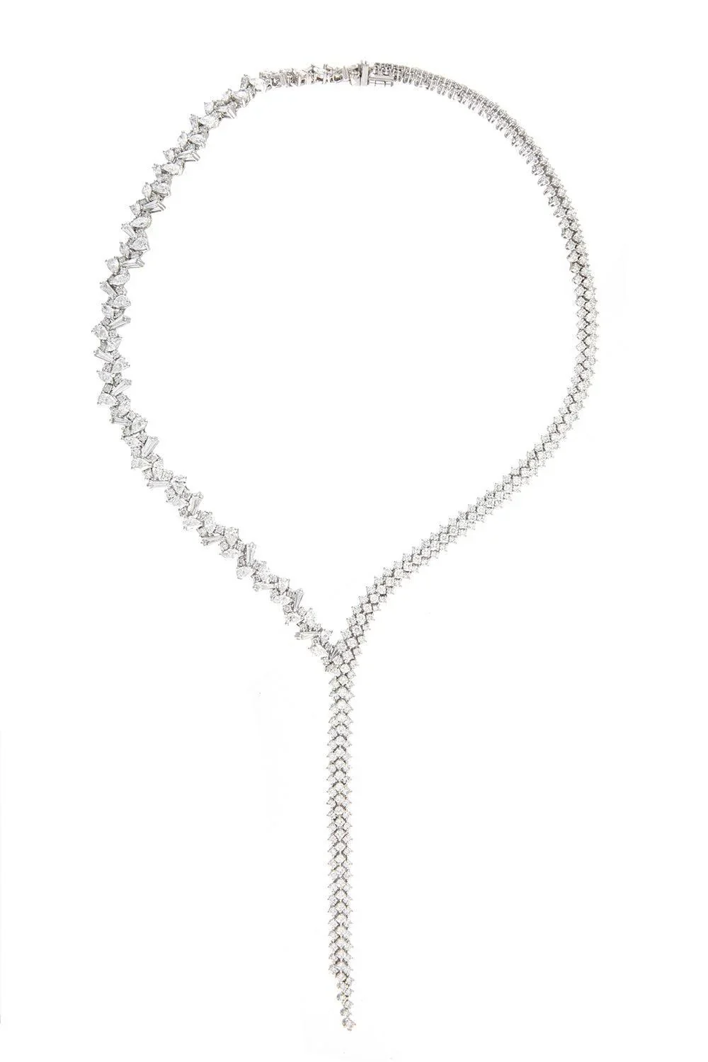 Diamond Round Marquise Y Drop Necklace