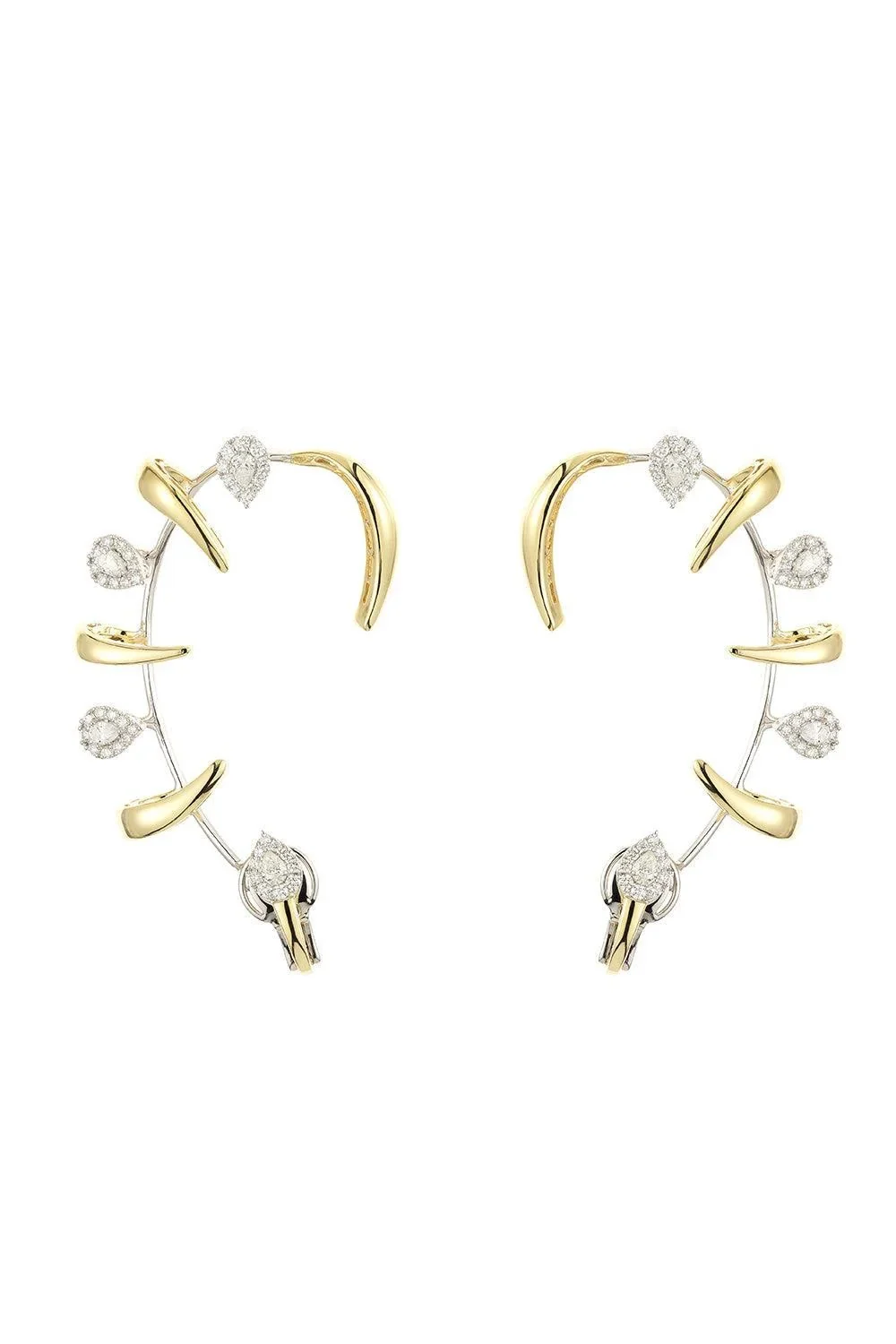 Diamond Round Pear Golden Strada Earrings