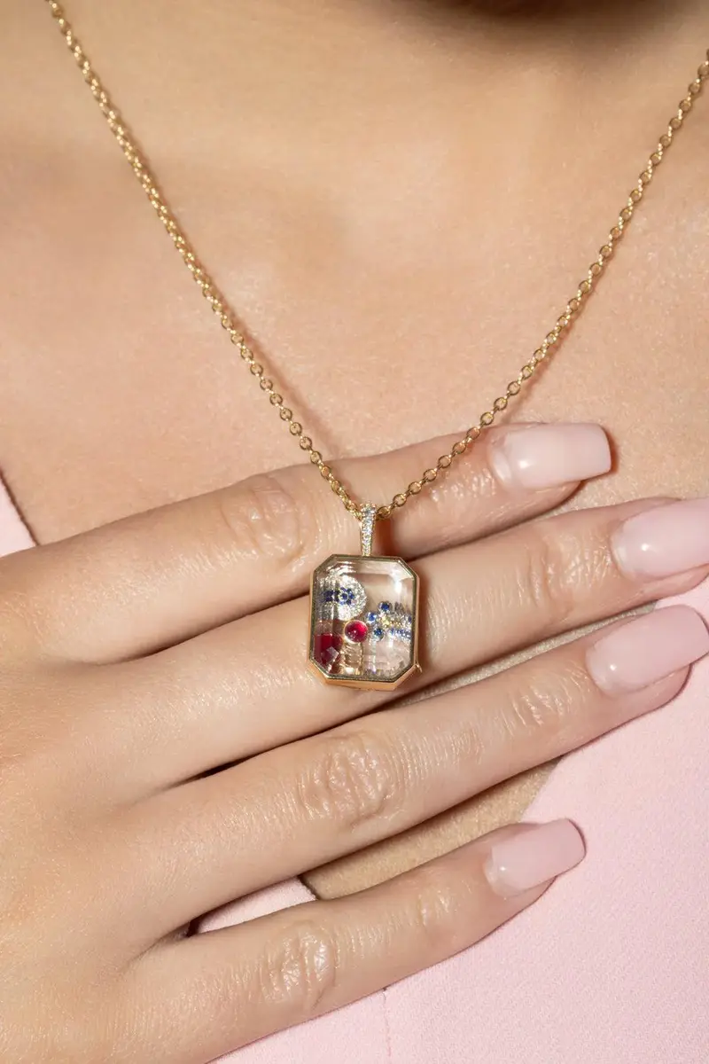 LOQUET Diamond Sapphire Evil Eye Charm | Thumbnail 2