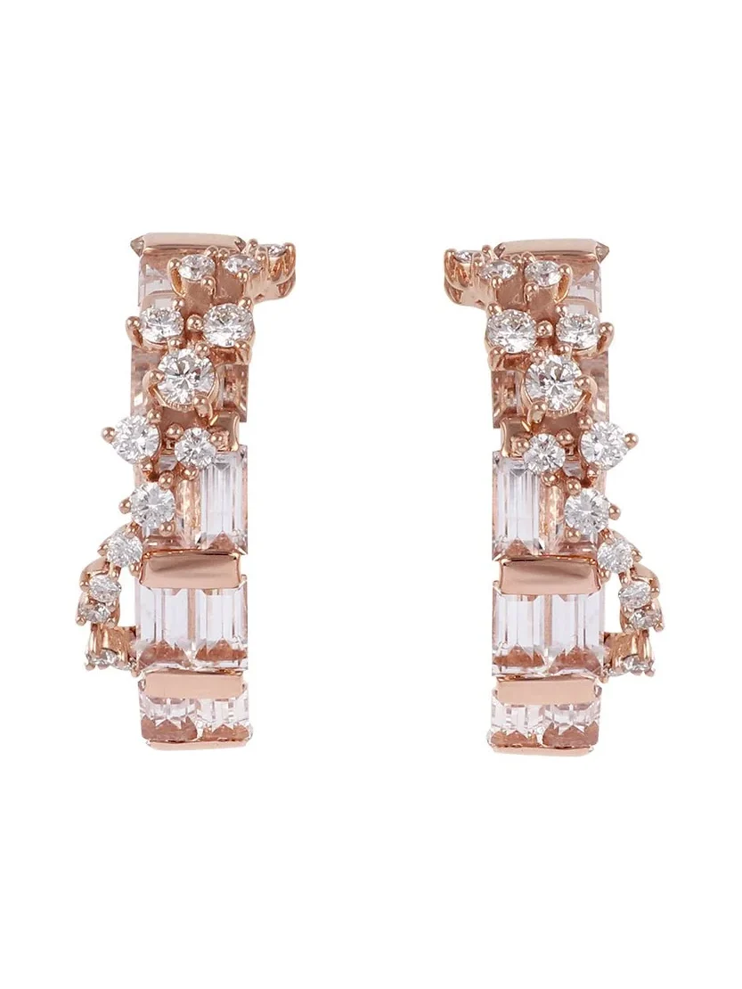 Ananya Diamond Scatter Baguette Hoop Earrings