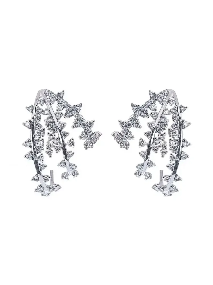 Diamond Scatter Tri-Hoop Earrings