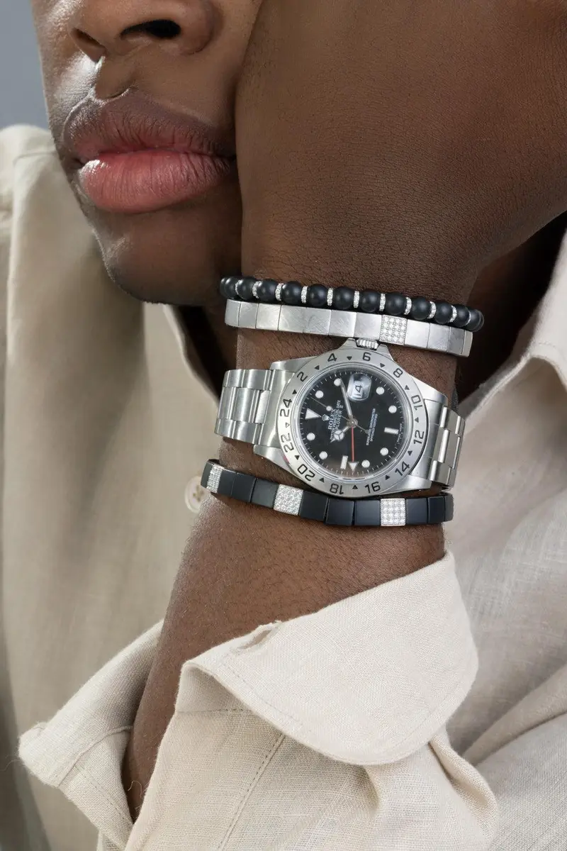 ROBERTO DEMEGLIO Diamond Seven Section Matte Black Scacco Bracelet | Thumbnail 2 ROBERTO DEMEGLIO Diamond Seven Section Matte Black Scacco Bracelet | Thumbnail 2