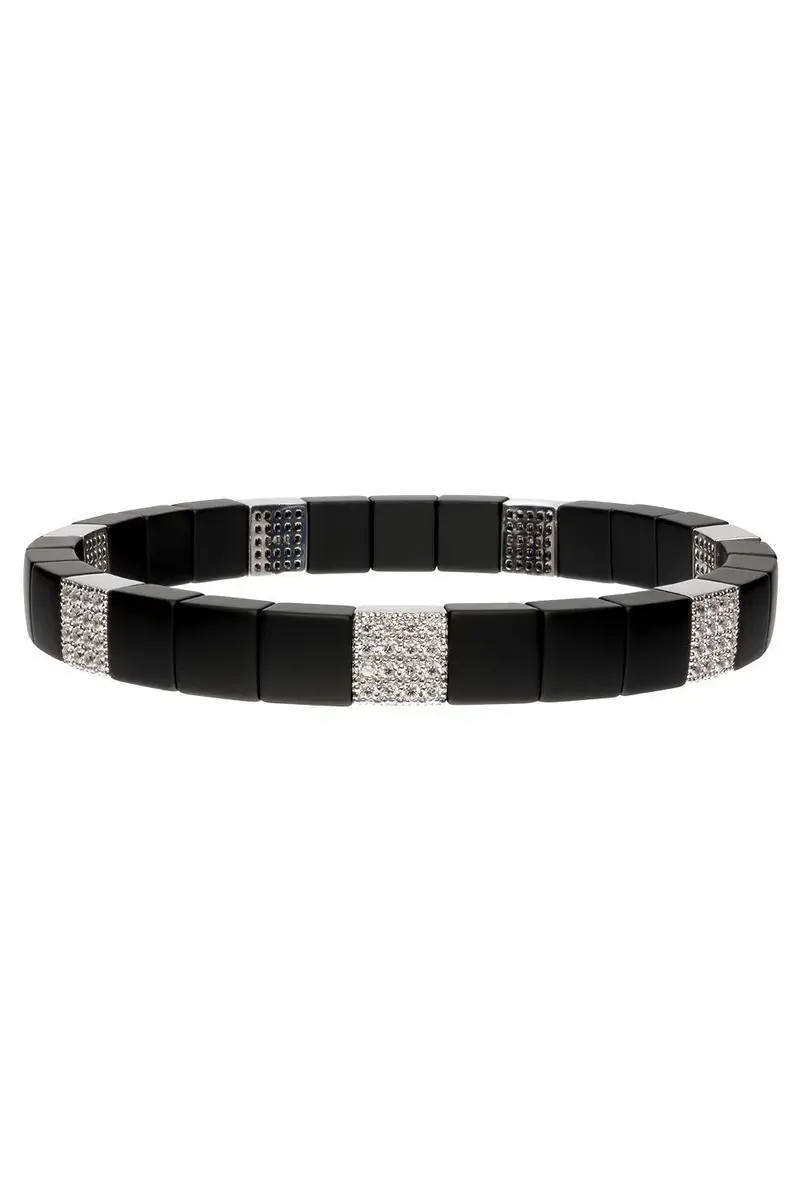 ROBERTO DEMEGLIO Diamond Seven Section Matte Black Scacco Bracelet | Image 1 ROBERTO DEMEGLIO Diamond Seven Section Matte Black Scacco Bracelet | Image 1