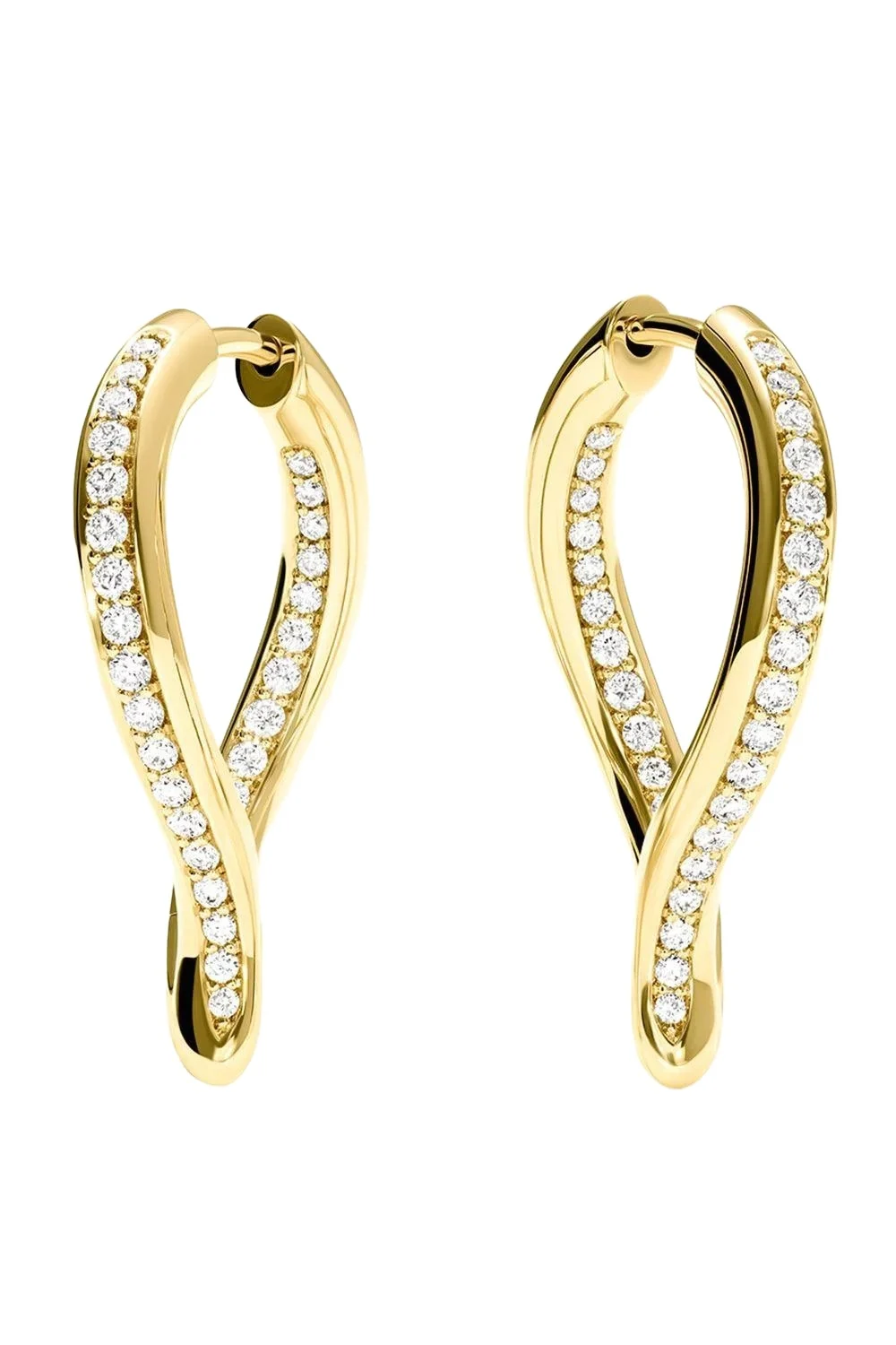 Diamond Signature Twisted Drop Hoop Earrings Diamond Signature Twisted Drop Hoop Earrings