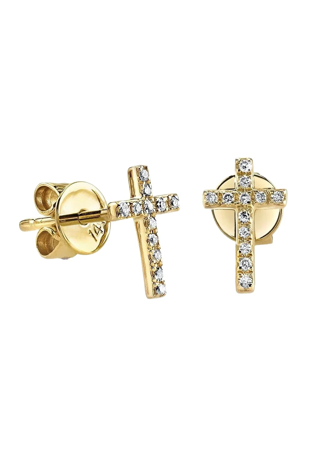 Sydney Evan Diamond Small Cross Stud Earrings