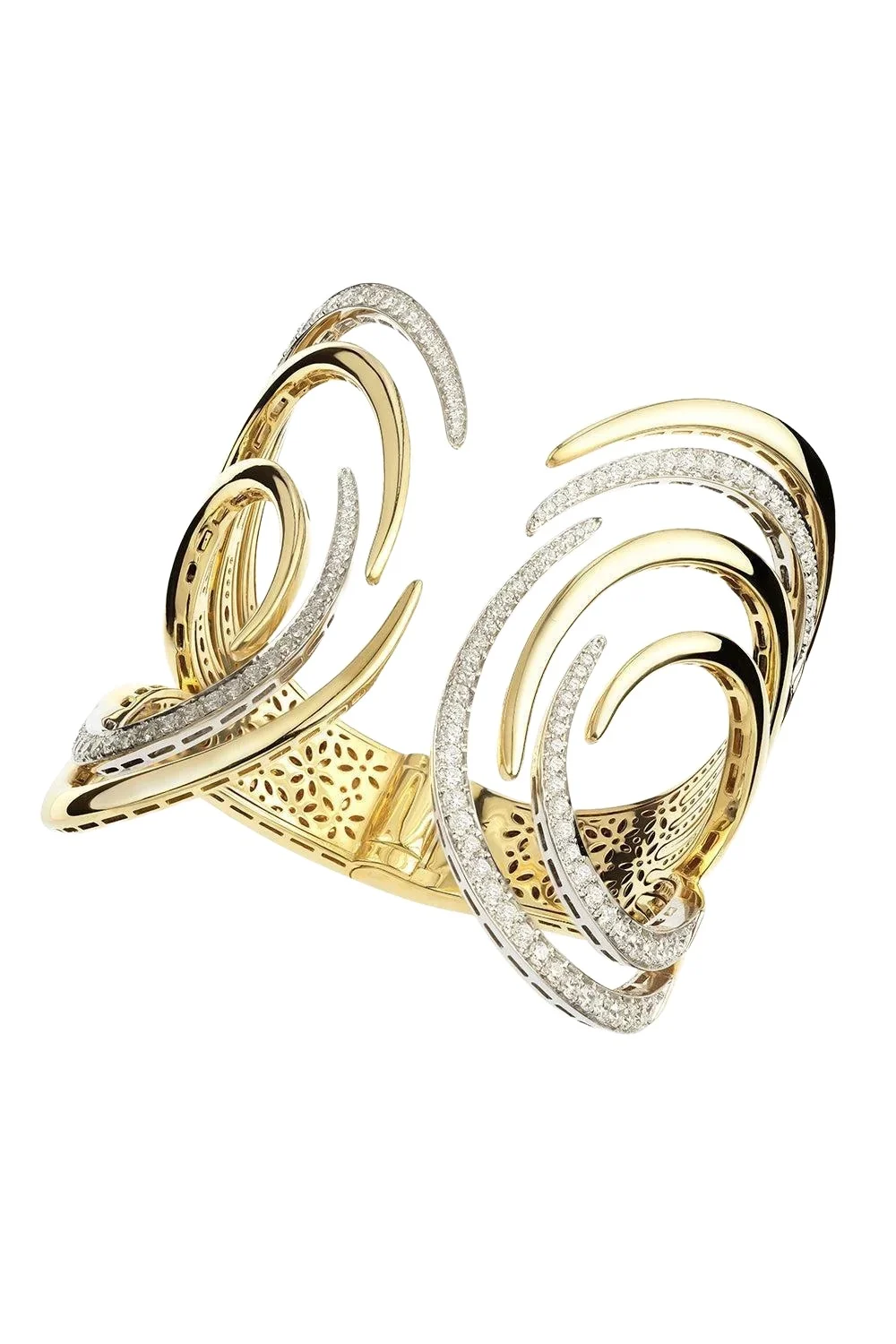 Diamond Swirl Golden Strada Open Cuff Bracelet Diamond Swirl Golden Strada Open Cuff Bracelet