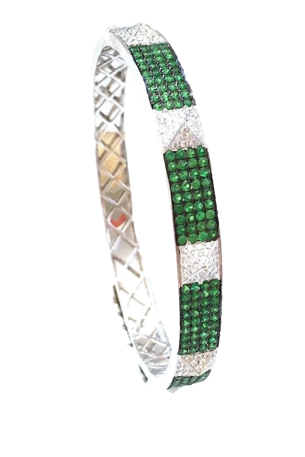 STEFERE Diamond Tsavorite Spike Bangle Bracelet