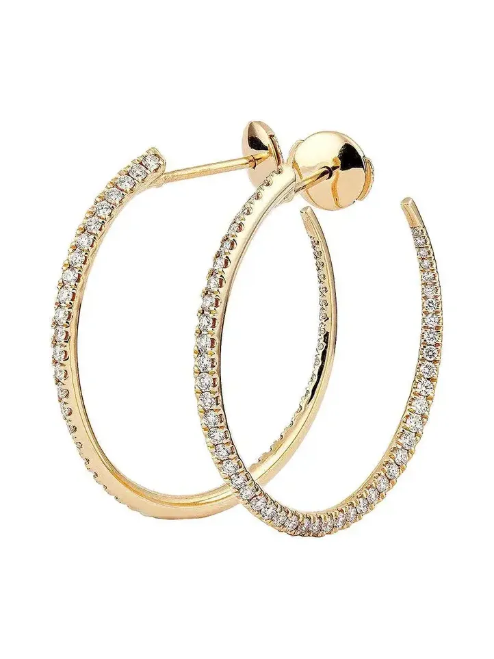 Diamond Twisted Creoles Earrings - 35Mm