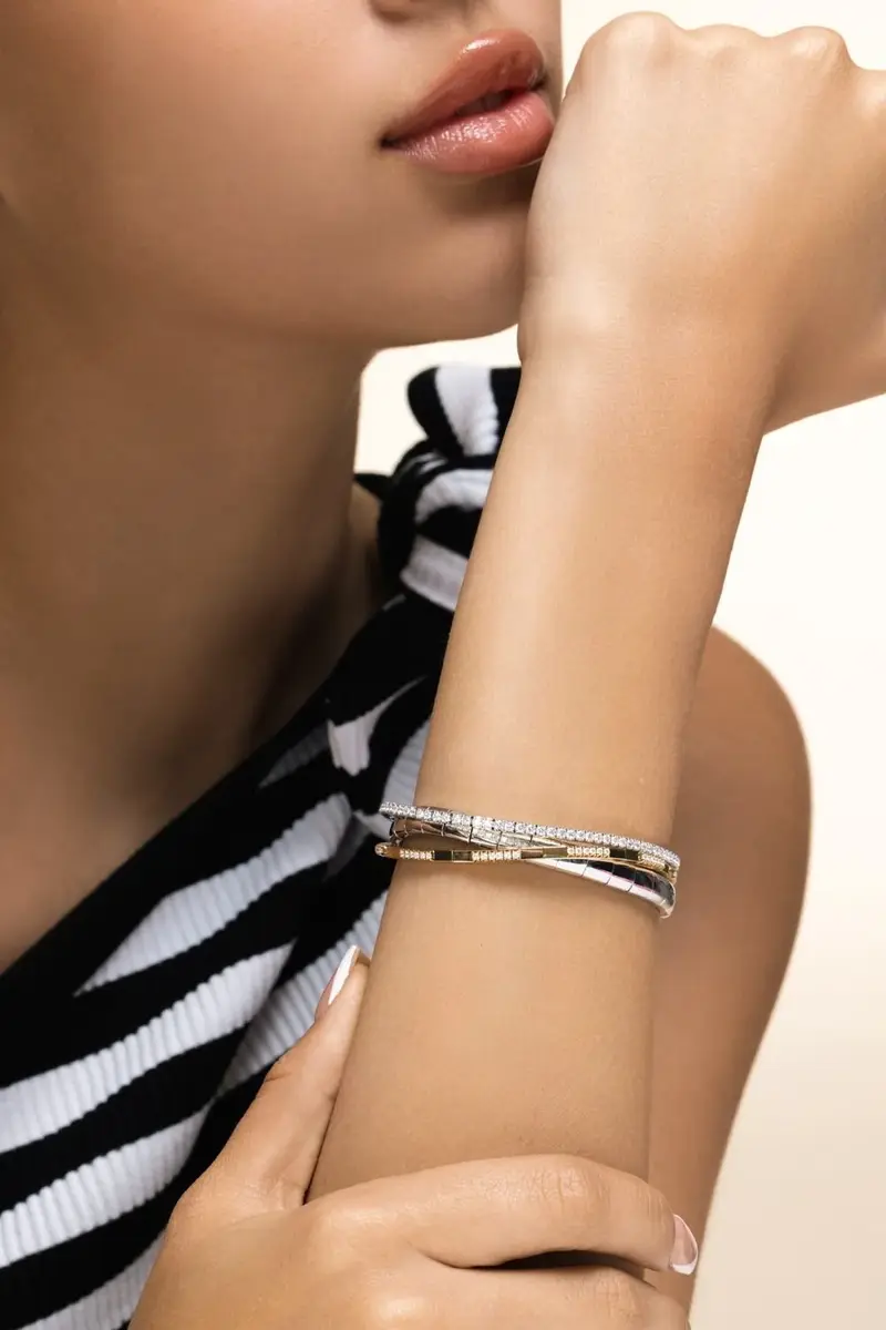 ROBERTO DEMEGLIO Diamond Two Alternating Extensible Stretch Bracelet | Thumbnail 3
