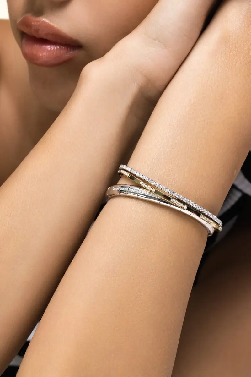 ROBERTO DEMEGLIO Diamond Two Alternating Extensible Stretch Bracelet | Thumbnail 4