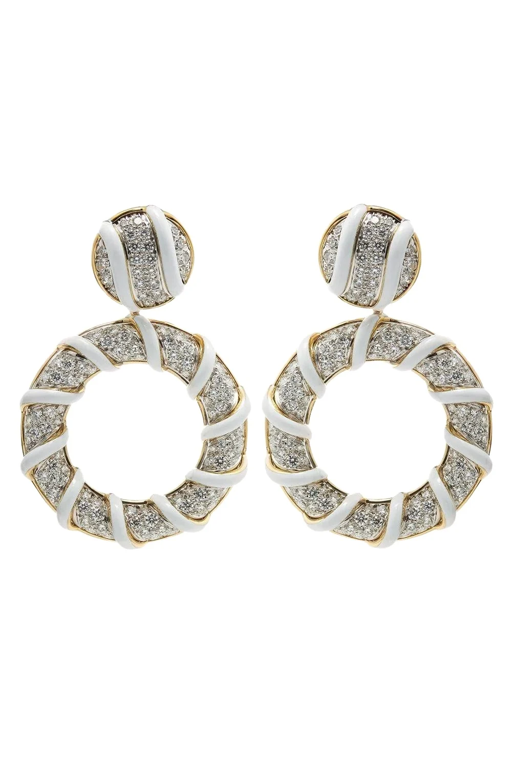 DAVID WEBB Diamond White Candy Stripe Earrings