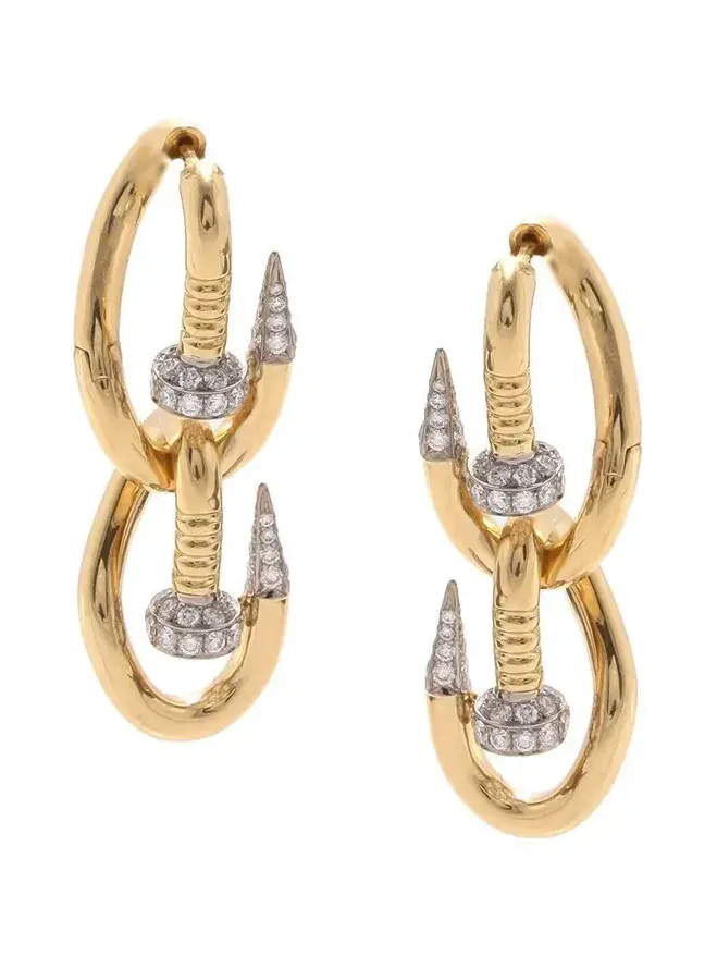 Double Bent Nail Diamond Earrings