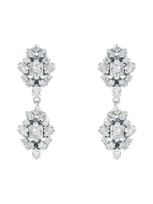 Double Star Diamond Drop Earrings Double Star Diamond Drop Earrings
