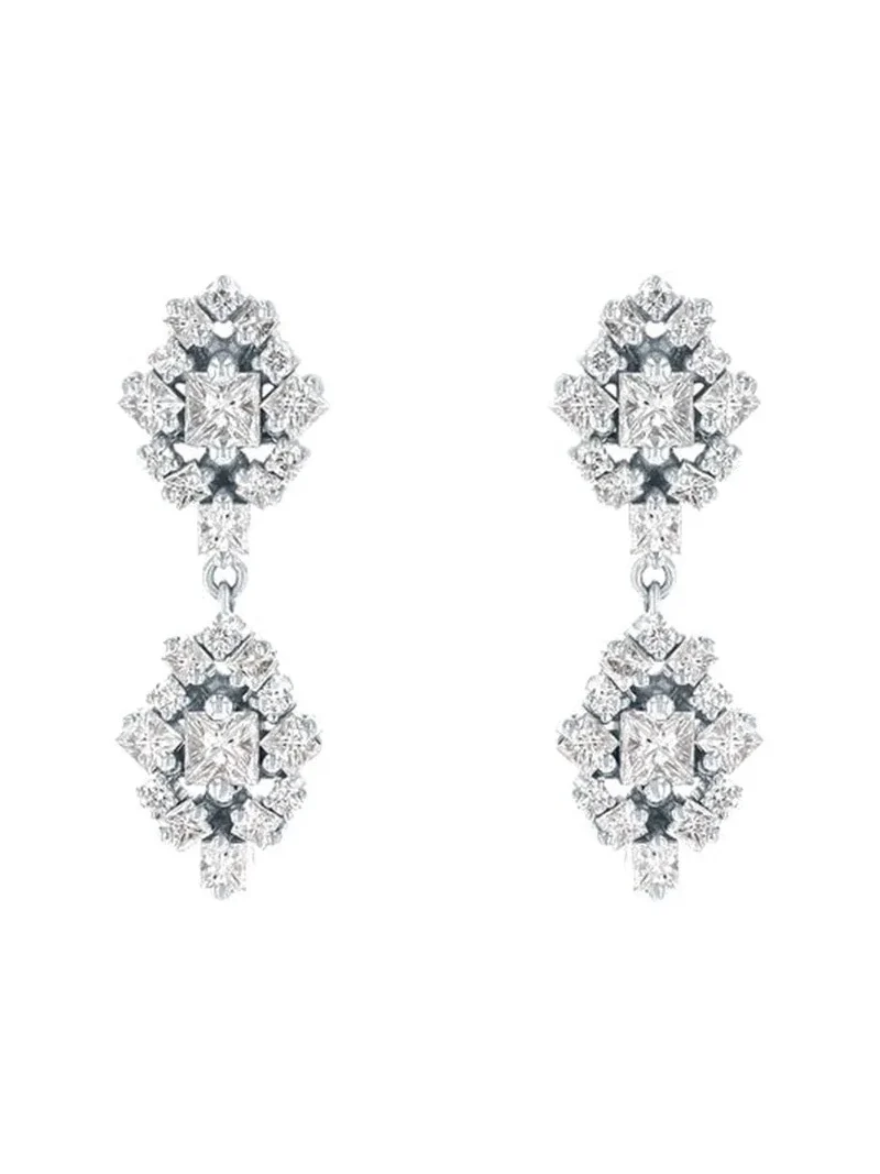 Double Star Diamond Drop Earrings Double Star Diamond Drop Earrings