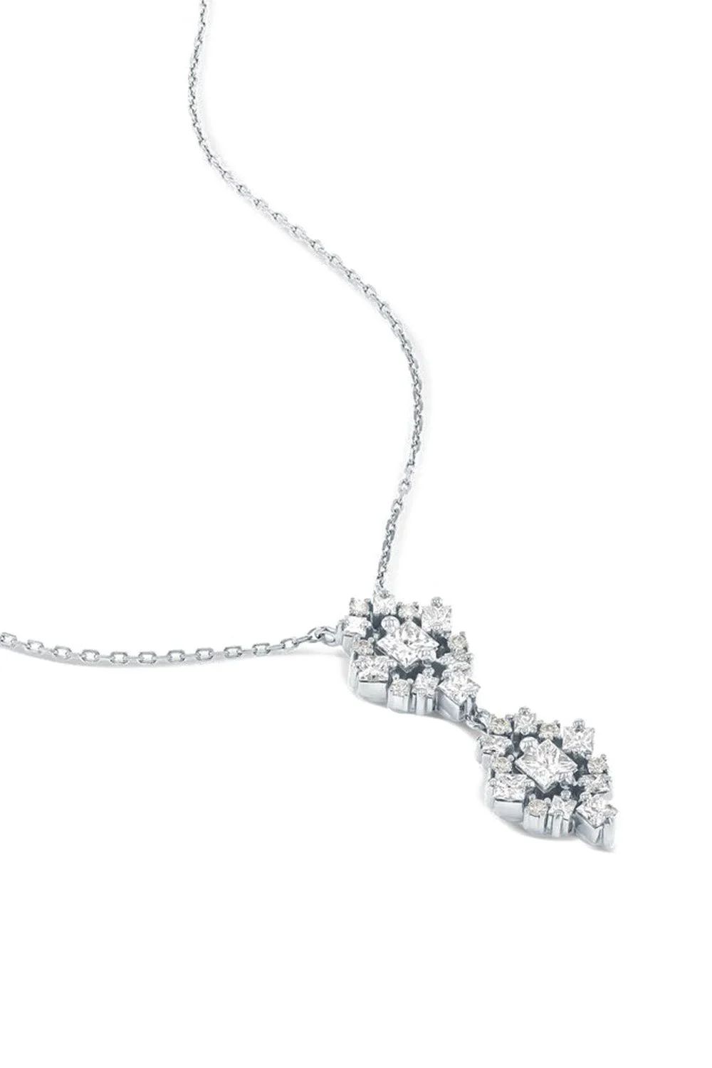 Double Star Diamond Pendant Necklace