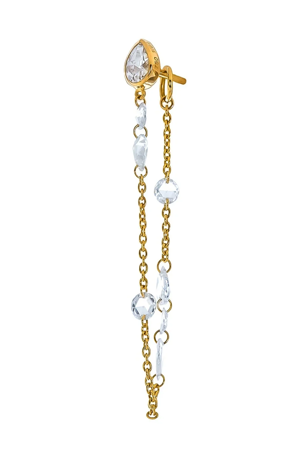 LOGAN HOLLOWELL Eau De Rose Cut Diamond Iris Chain Earring