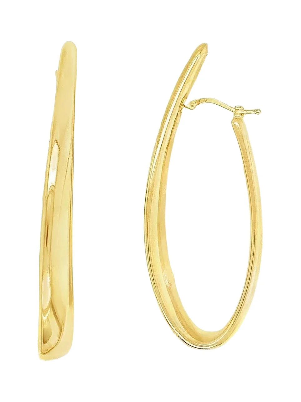 Elongated Curved Hoop Earrings