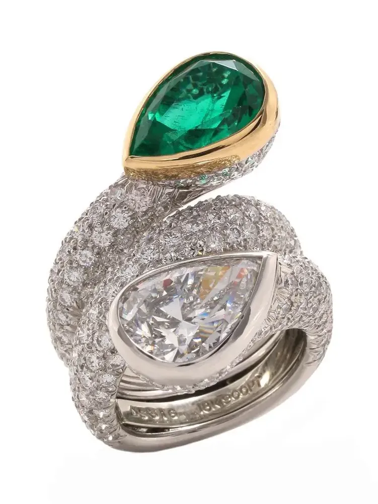 Emerald Crossover Coil Couture Ring
