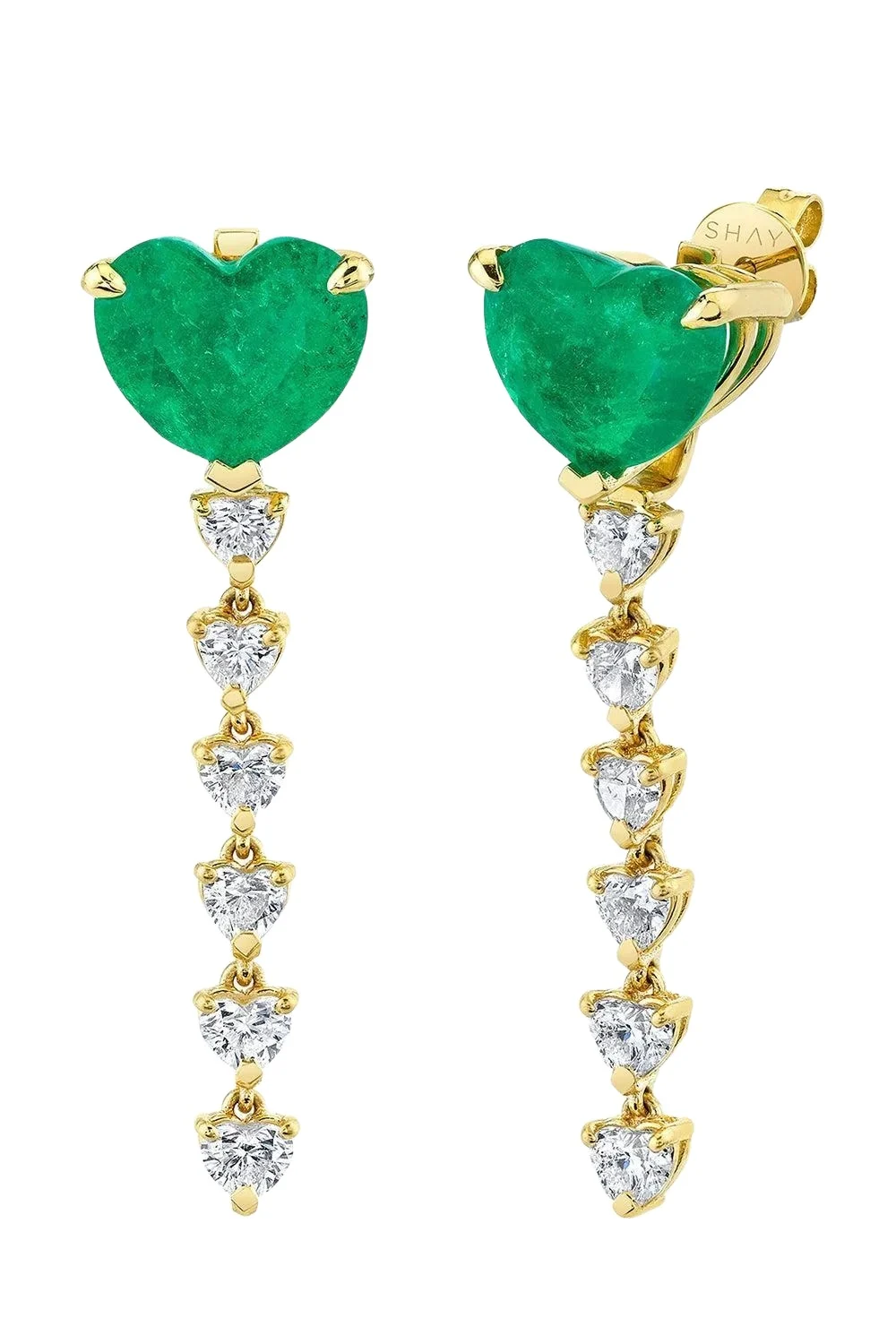 Emerald Diamond Heart Ear Jackets Emerald Diamond Heart Ear Jackets
