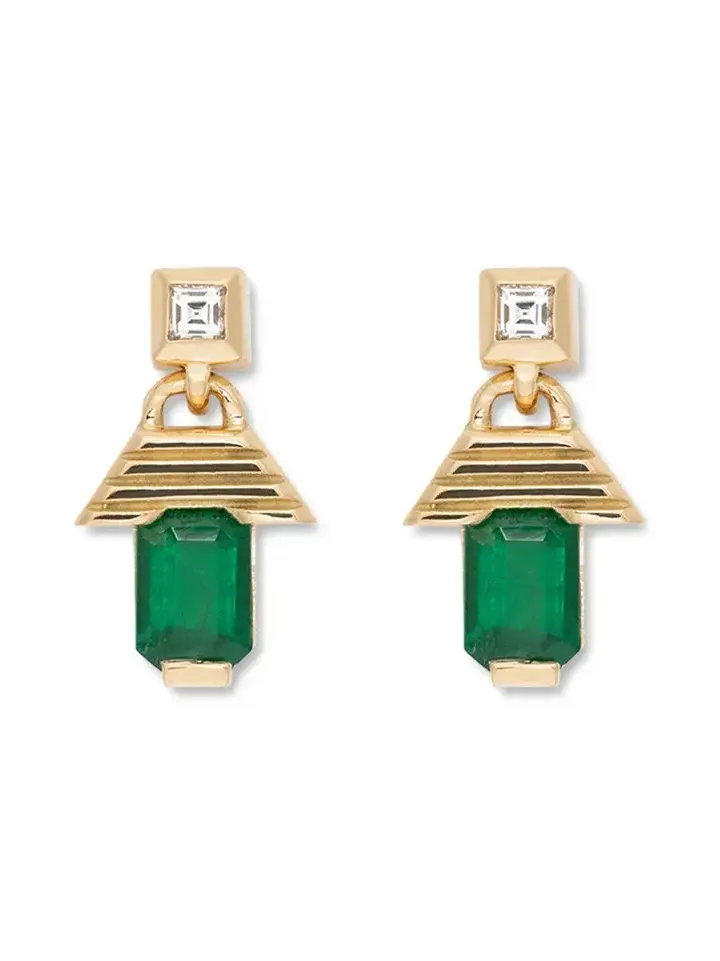 Emerald Escalier Large Drop Earrings