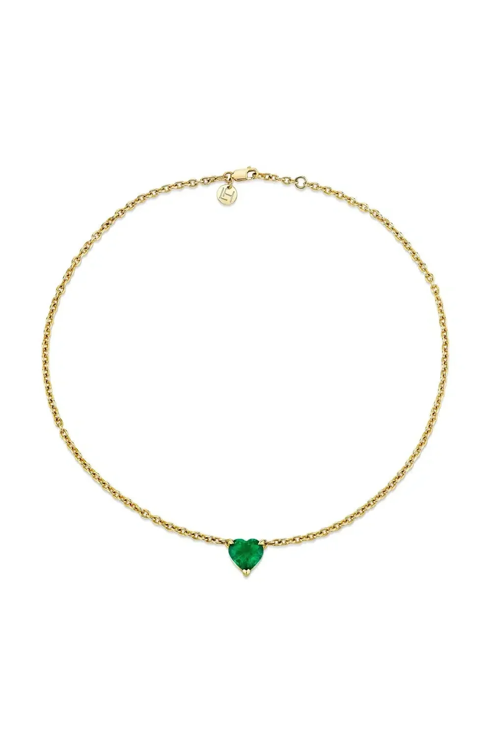 LOGAN HOLLOWELL Emerald Heart Choker Necklace