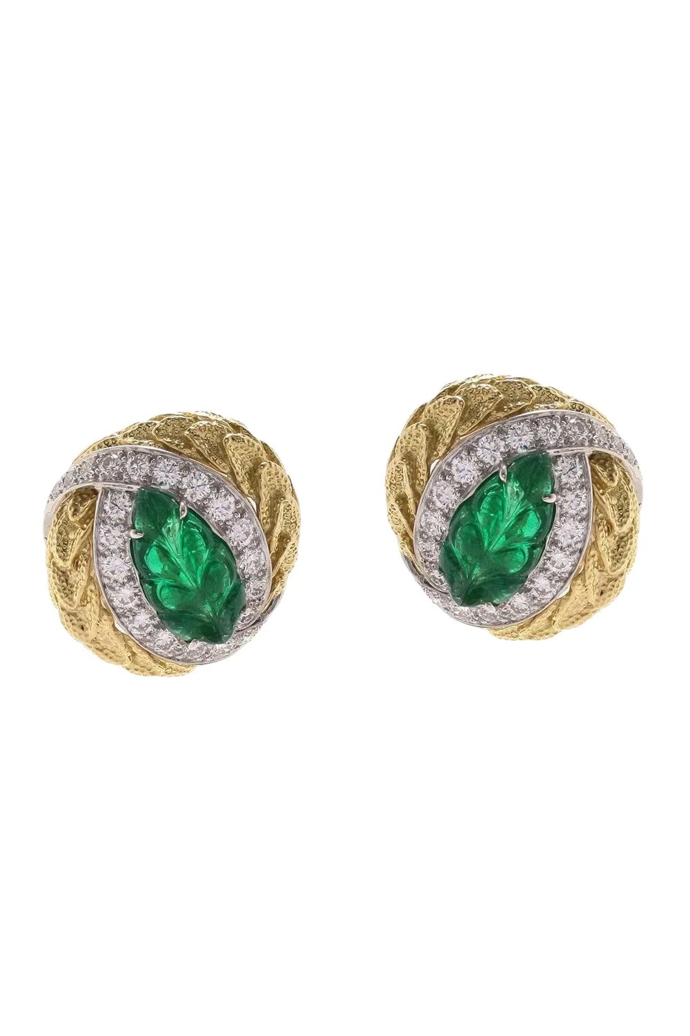 Emerald Laurel Carved Leaf Earrings Emerald Laurel Carved Leaf Earrings