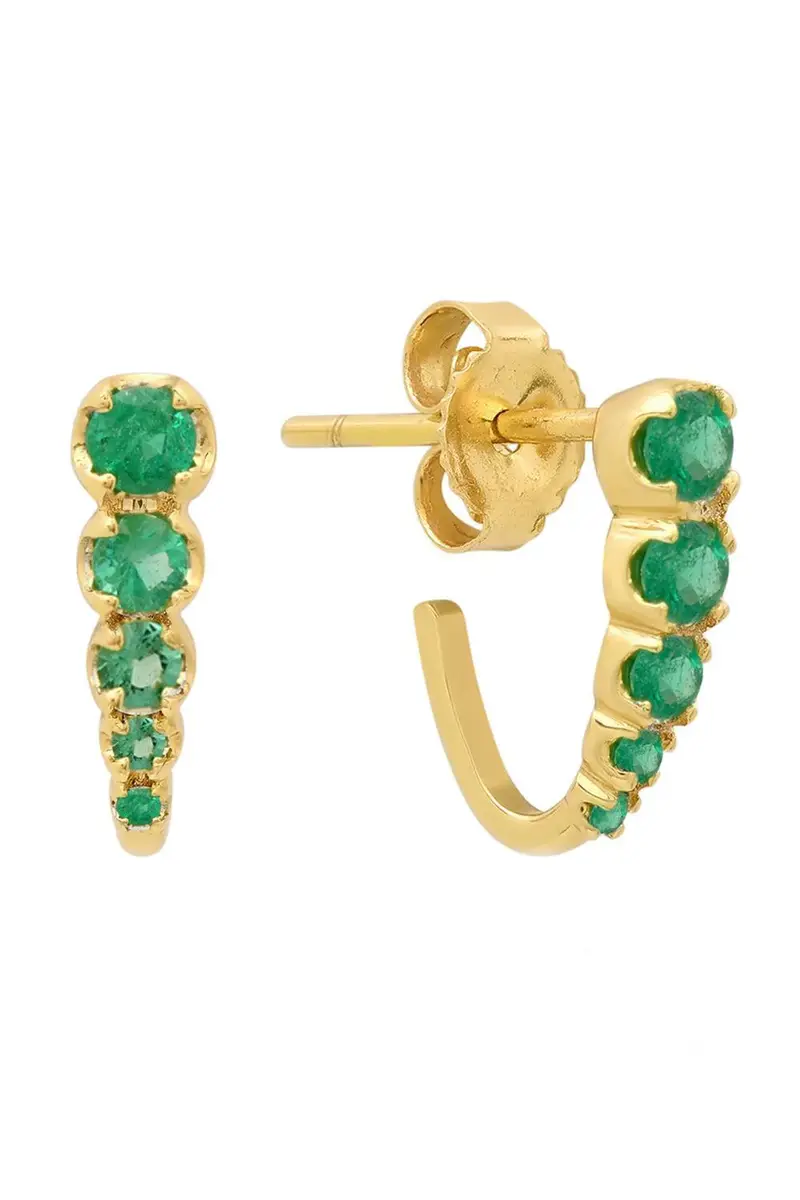 Jennifer Meyer Emerald Medium Graduated Edith Stud Earrings | Image 1 Jennifer Meyer Emerald Medium Graduated Edith Stud Earrings | Image 1