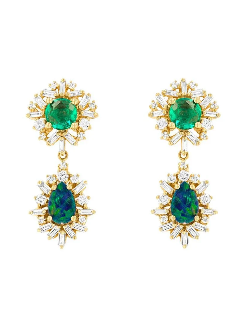Emerald Opal Double Drop Earrrings Emerald Opal Double Drop Earrrings