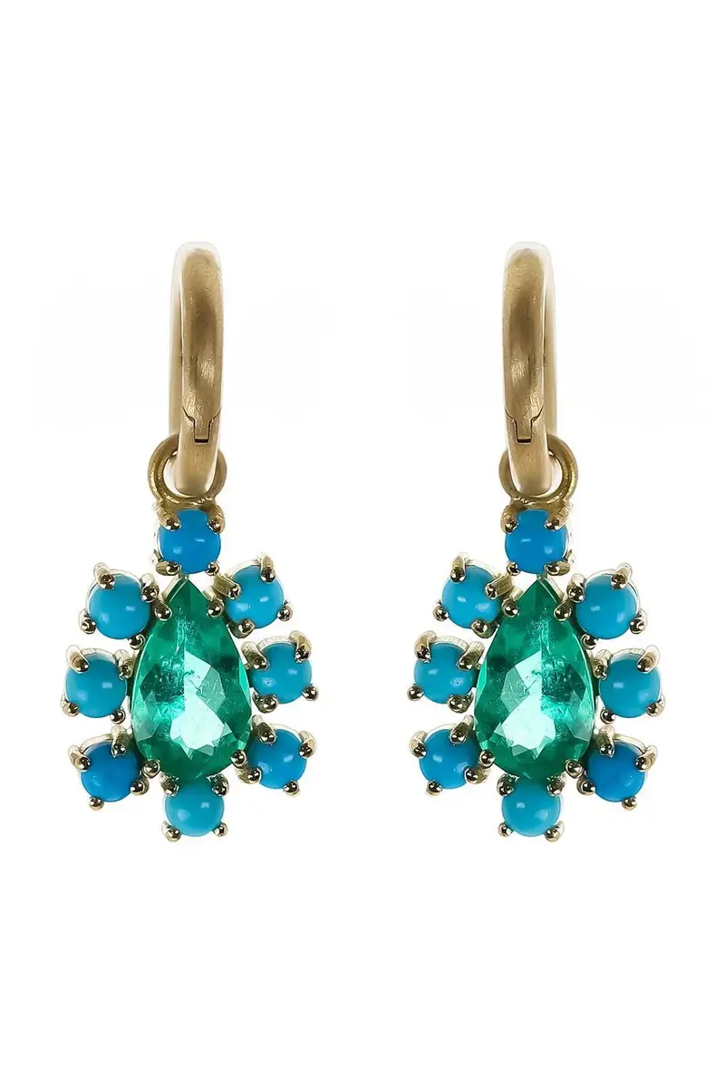 IRENE NEUWIRTH JEWELRY Emerald Turquoise Floret Gemmy Gem Earrings | Image 1 IRENE NEUWIRTH JEWELRY Emerald Turquoise Floret Gemmy Gem Earrings | Image 1