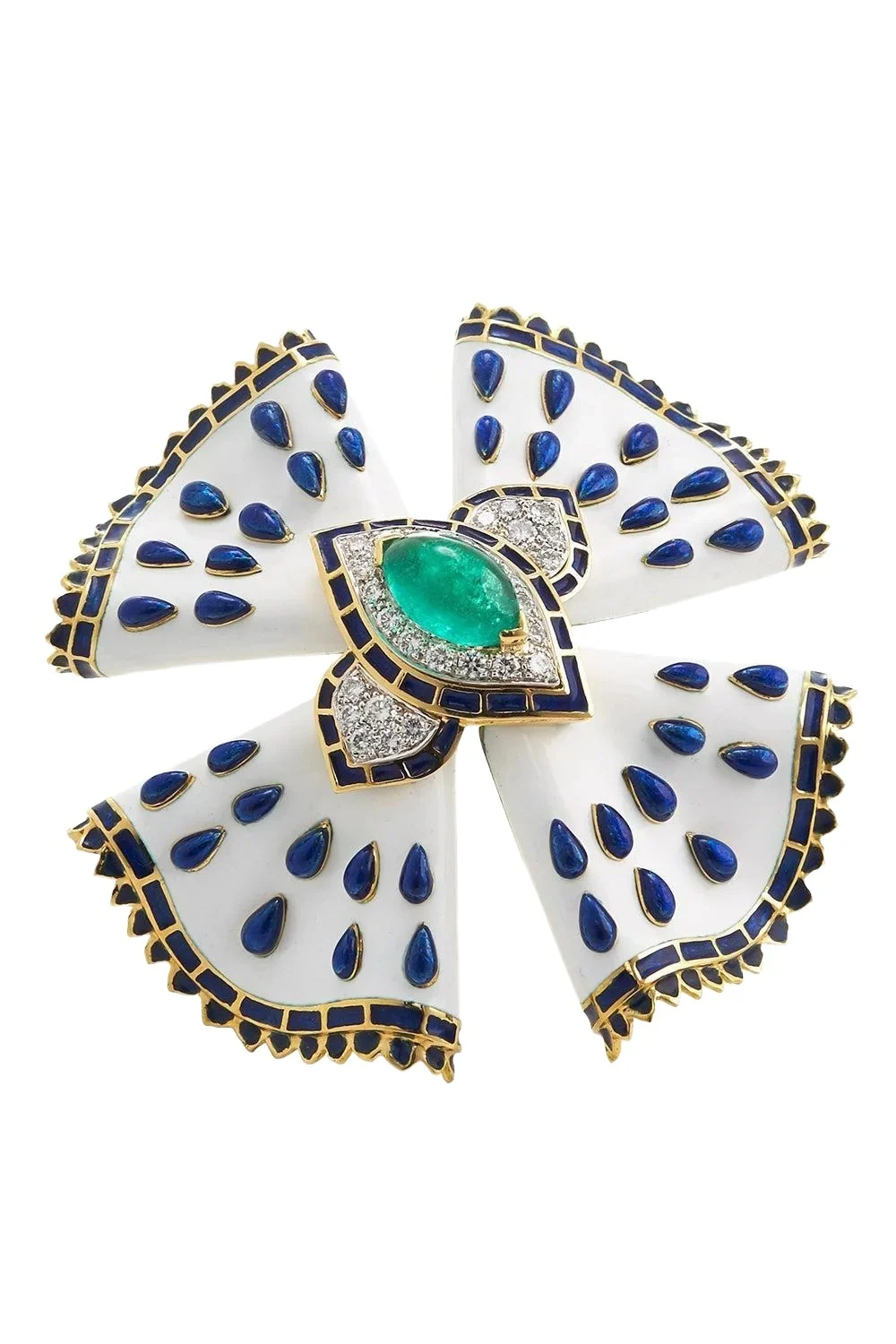 Emerald White Heraldic Brooch