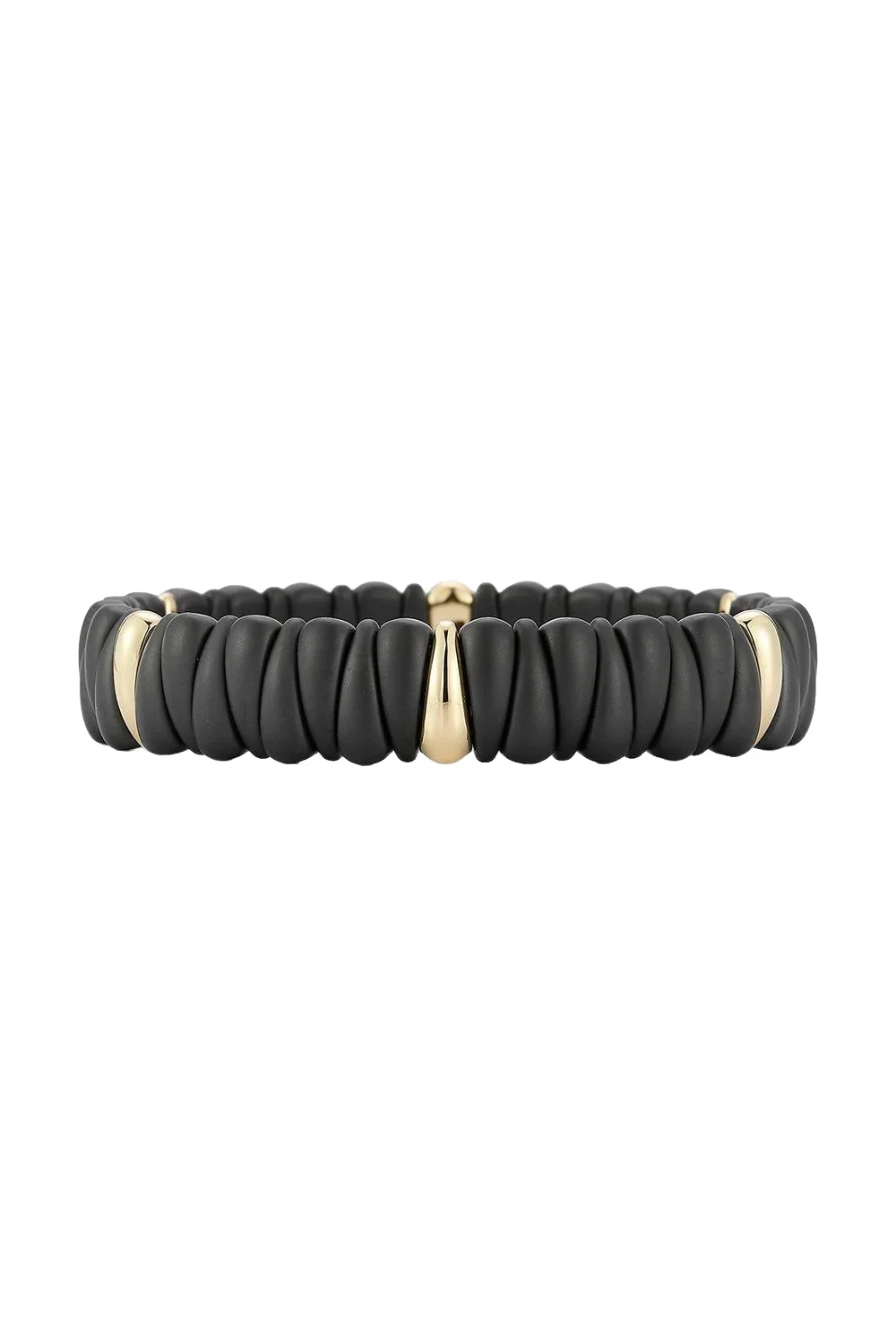Extra Small Matte Black Six Section Stretch Bracelet Extra Small Matte Black Six Section Stretch Bracelet