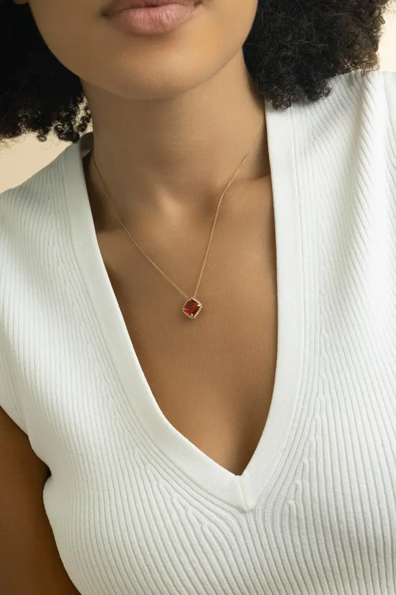 LISA NIK Fire Opal Diamond Necklace | Thumbnail 2
