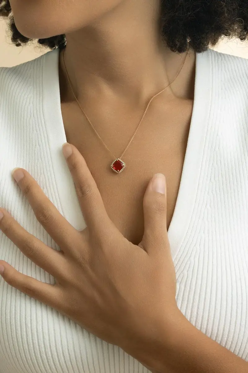 LISA NIK Fire Opal Diamond Necklace | Thumbnail 3