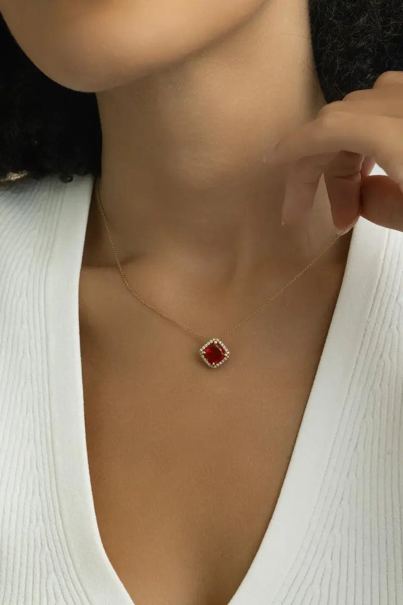 LISA NIK Fire Opal Diamond Necklace | Thumbnail 4