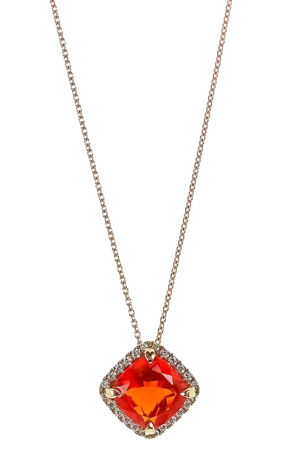 LISA NIK Fire Opal Diamond Necklace