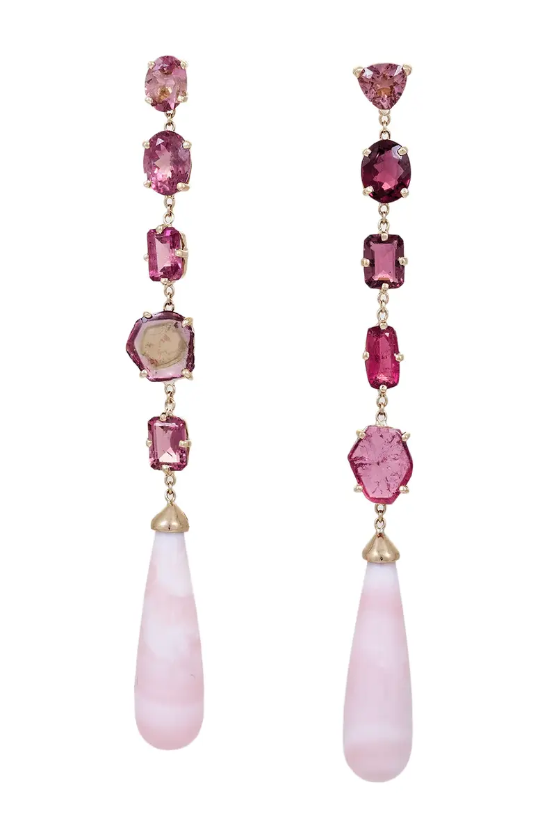 Jacquie Aiche Five Prong Pink Droplet Stud Earrings | Image 1 Jacquie Aiche Five Prong Pink Droplet Stud Earrings | Image 1