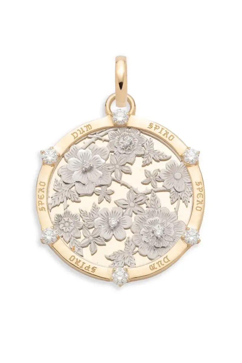 Foundrae Floral Screen Resilience Large Medallion - Yellow Gold | Image 1 Foundrae Floral Screen Resilience Large Medallion - Yellow Gold | Image 1