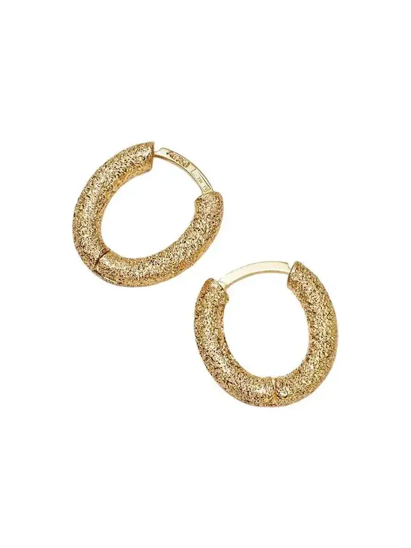 Florentine Finish Oval Huggy Earrings Florentine Finish Oval Huggy Earrings